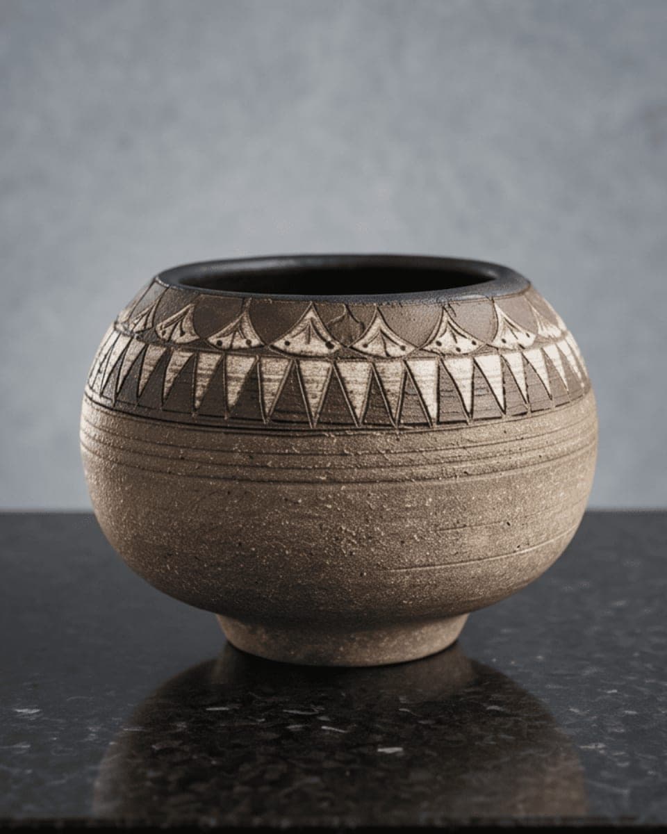 Rustic Geometric Ceramic Bowl
